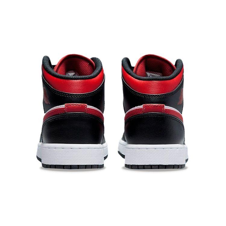 Кроссовки Air Jordan 1 Mid GS Black Fire Red Детские Белые 554725-079