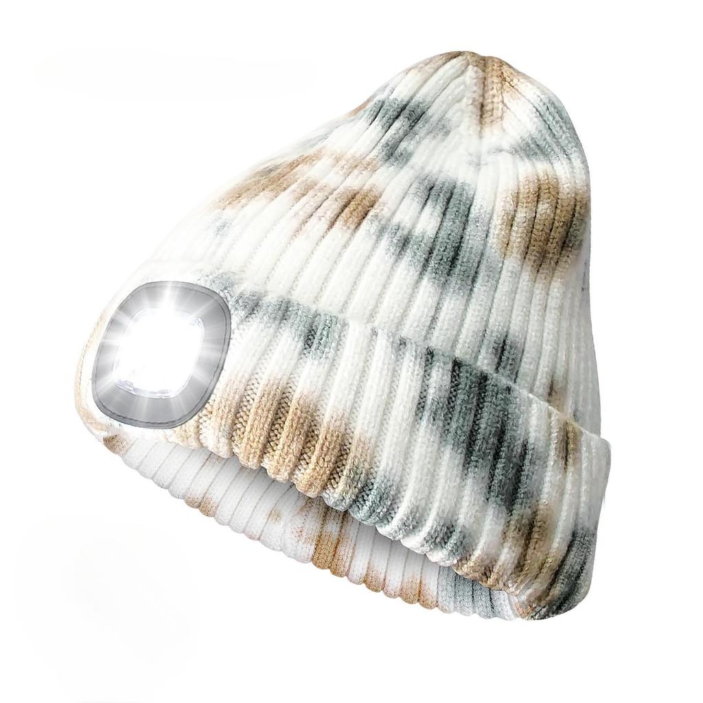 LED Beanie Hat with Light Unisex Warm Winter Hat USB Rechargeable Headlamp Cap Winter Knitted Night Lighted Hat Flashlight