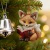 Cute Forest Fox/Raccoon Reading Ornament 2D Flat Acrylic Christmas Ornaments Woodland