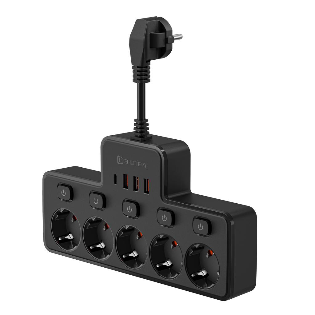 EU AC Plug Независимый выключатель настенный удлинитель 5 AC европейский стандартный сетевой фильтр с 3 USB 1 C портами зарядки