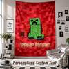Wall Hanging Tapestry With Custom Name & Text, Minecraft Decorative Tapestry For Bedroom