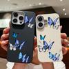 Синий узор бабочки кожа текстура тонкий чехол для iPhone 16 Pro Max 15 Pro 14 Plus 13 12 11 TPU мягкий ударопрочный матовый однотонный чехол для телефона