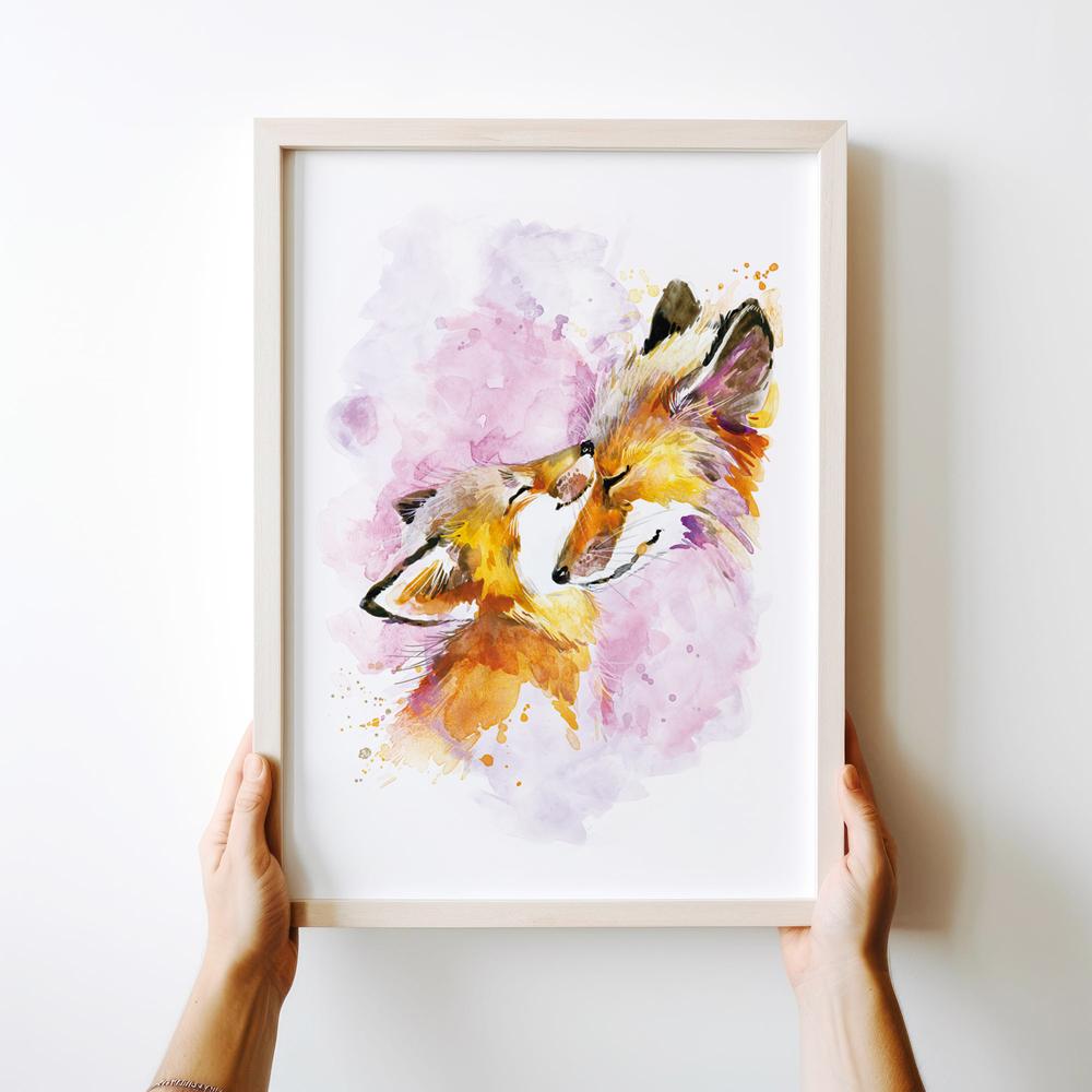 Плакат лиса лиса семья лис