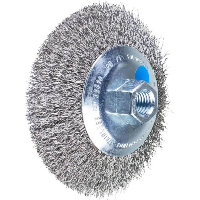 PFERD TOOLS Brosse conique sans zoom KBU Ø 115 x 10 mm M14 acier inoxydable Ø 0,35 pour meuleuse d'angle POS KBU 11510/