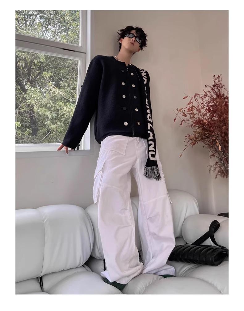 Мужской вязаный кардиган премиум-класса на молнии с круглым вырезом - Осенне-зимний ленивый стиль