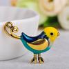 Blucome Fashion Cute Little Bird Shape Colorful Enamel Brooches Antique Silver Pins For Women Kids Scarf Suit Corsages Jewelry