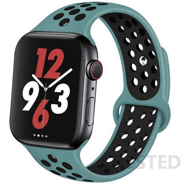Спортивный силиконовый ремешок для Apple Watch Band 44 мм, 40 мм, 42 мм, 38 мм, 44 мм, дышащий браслет, ремешок для Apple Watch 6 iWatch 5 4 3 se