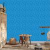 Wallpaper Geometric pattern soft shapes, blue 50x1000