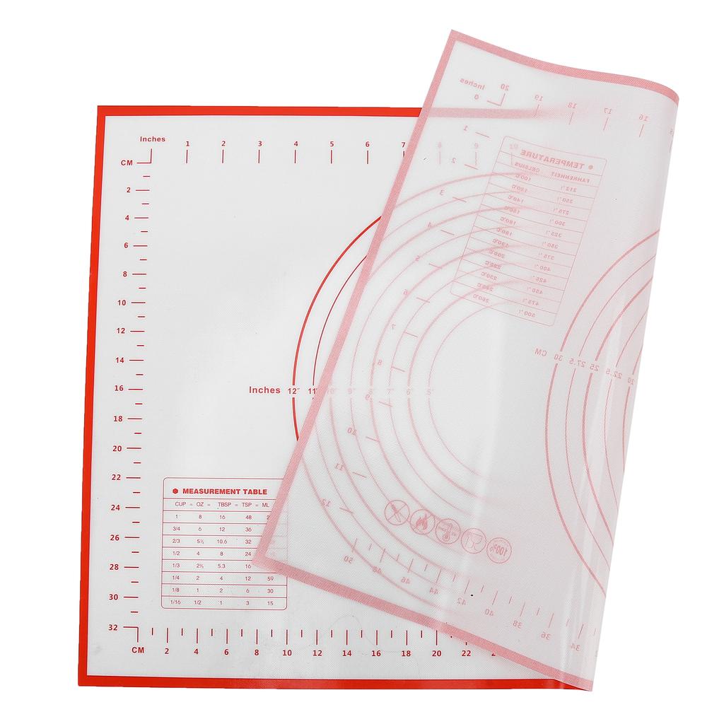 Silicone Baking Mat Reusable Counter Roll Mat Dough Rolling Pastry Mat with Measurement for Pie Crust Pizza CookiesRed