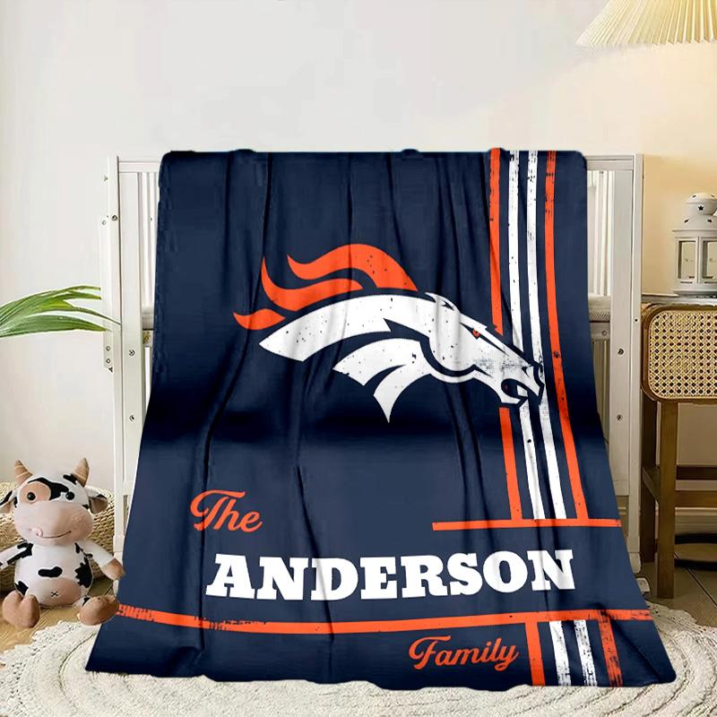 Denver Broncos Portable Blanket/Soft Blanket Bedding Blanket Suitable for Travel Camping Living Rooms Offices Sofas Fan Gifts