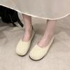 Women 2024 Spring and Summer New Soft Sole Square Head Shallow Mouth Breathable Pedal Knitted Shoes