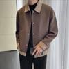 Men's Autumn and Winter Trendy New Contrast Color Jacket Light Luxury Fashion Simple Casual Lapel Jacket