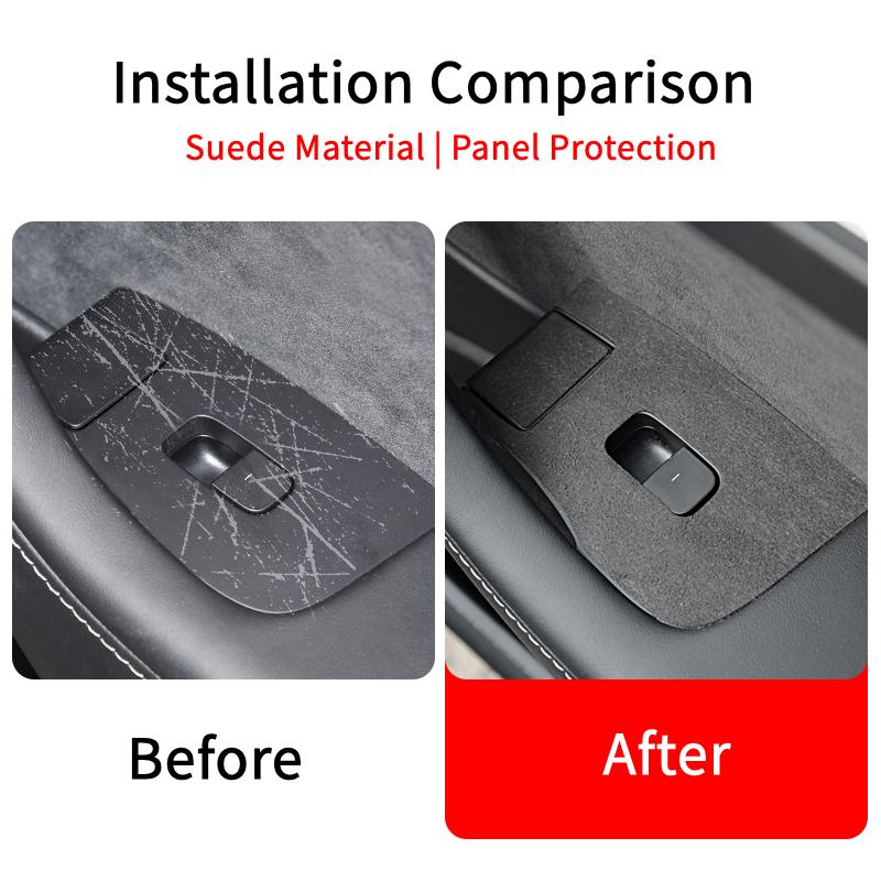 Window Button Lift Trim Sticker For Tesla Model Y Model 3 Highland Suede Door Handle Control Panel Decor Cover Car Accessories