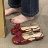Red Bow Bag Head Sandals Female 2025 New Summer Beautiful Skirt Fairy Mary Jane Single Shoes