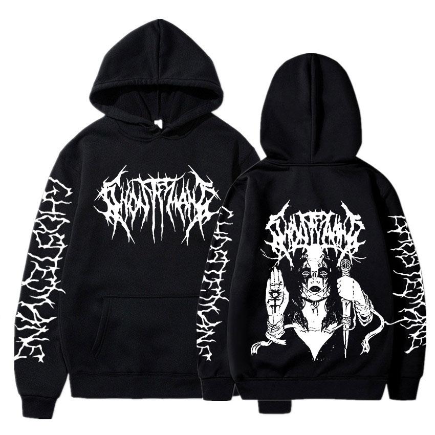 Худи Ghostemane с принтом на обоих рукавах Мужская Мода Хип-Хоп Металл Рок Худи Готическое Оверсайз Толстовка Спортивный костюм Уличная одежда