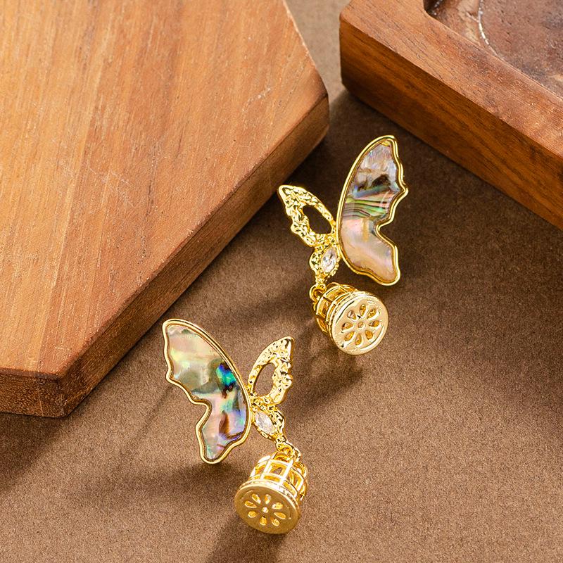 Этнические серьги-подвески из раковины абалона и мьяоского серебра для женщин