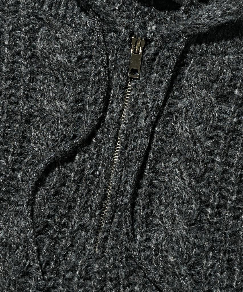 OTHERFITS Cable Weight Knit Hoodie Half-Zip (Charcoal)