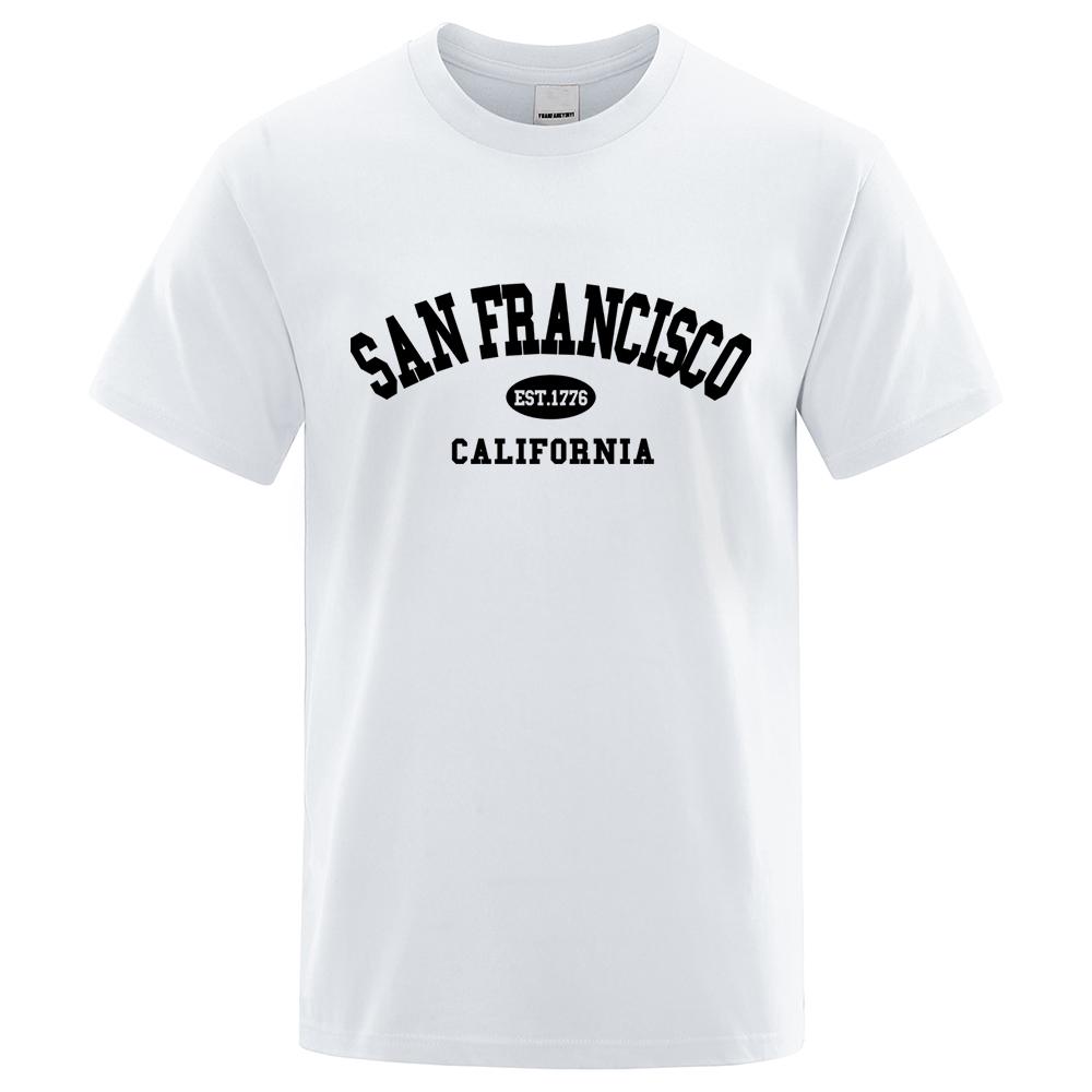 Хлопок Сан-Франциско Основан в 1776 году Калифорния Футболки с буквой T Мужская мода Оверсайз Топы Летняя футболка Свободный Дизайнерский Роскошный Тис Одежда