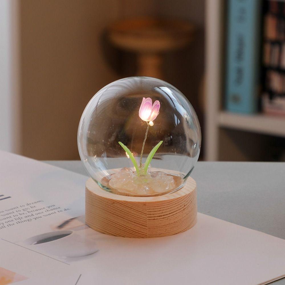 Small Girlfriend Handmade Room Decor Tulip Night Light Floral Lamp DIY Material