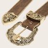 Metal Engraved Buckle Buckle Belt PU Leather Waistband Fashion Wide Waist Belt  for Men Women