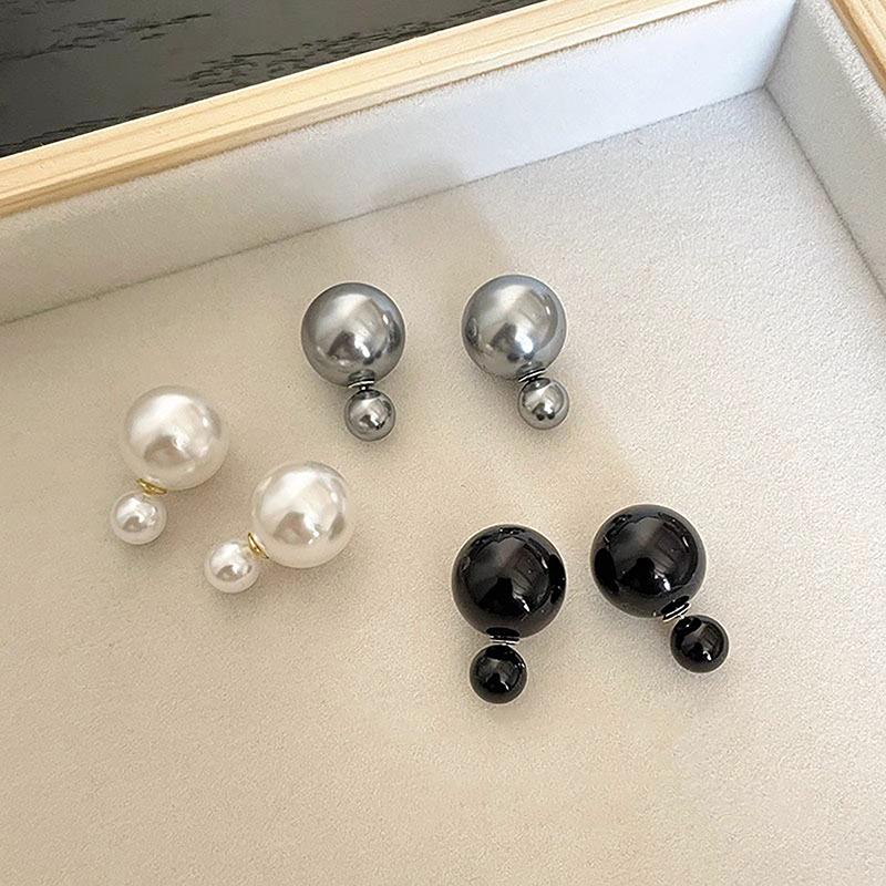 Double-Sided Big Small Pearl Ball Stud Earrings For Women Temperament Earrings Elegant Ladies Party Banquet Jewelry Gift