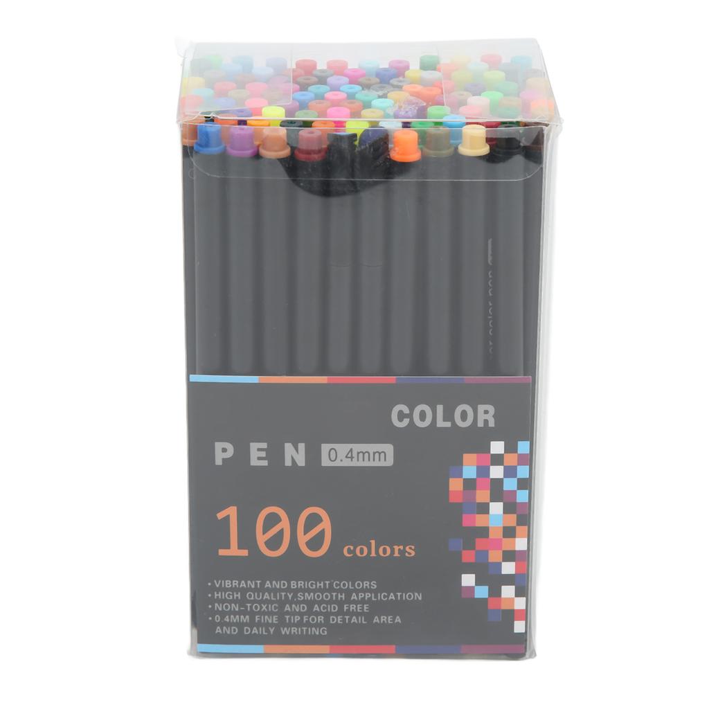 Fine Tip Pens 100 Colors Fast Drying Glossy Ink Output 0.4mm Needle Tube Minimize Oozing Fineliner