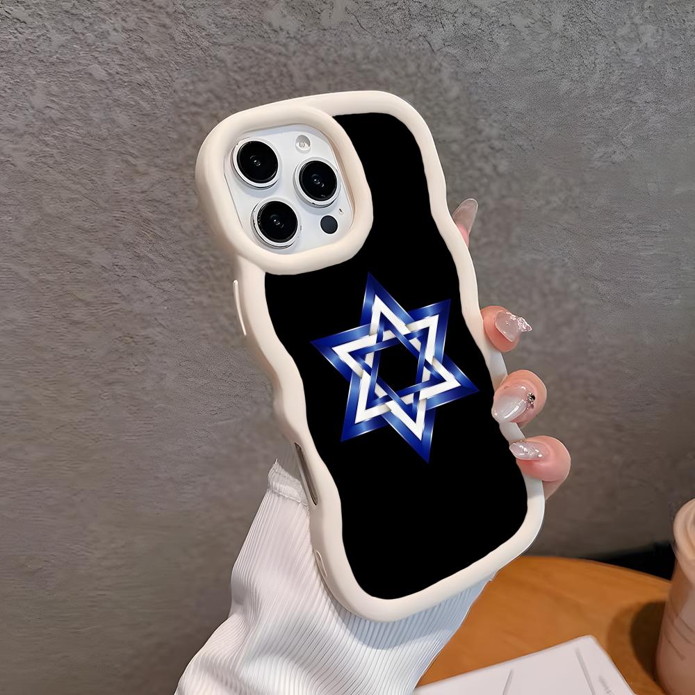 Еврейская Звезда Давида Мобильный Чехол для Телефона для iPhone 17 16 15 14 13 12 11 Air Pro Max Plus Волнистый Край ТПУ Цветной Чехол Чехол