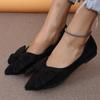 Fashion Women Flats Bow Pointed Toe Shoes Female Suede Walking Dress Shoes 2024 Spring Fashion Casual Sandals Shallow Zapatillas Mujer