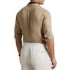 Polo Ralph Lauren Однотонная льняная рубашка с длинным рукавом приталенного кроя Мужские рубашки Бежевый 710968925-004