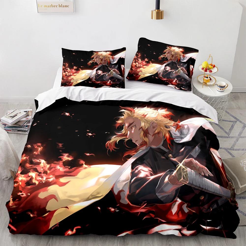 Demon Slayer Bedding Collection Single Twin Full Queen King Size Anime Kawaii Bed Collection Aldult Kid Bedroom Duvetcover Collections 3D