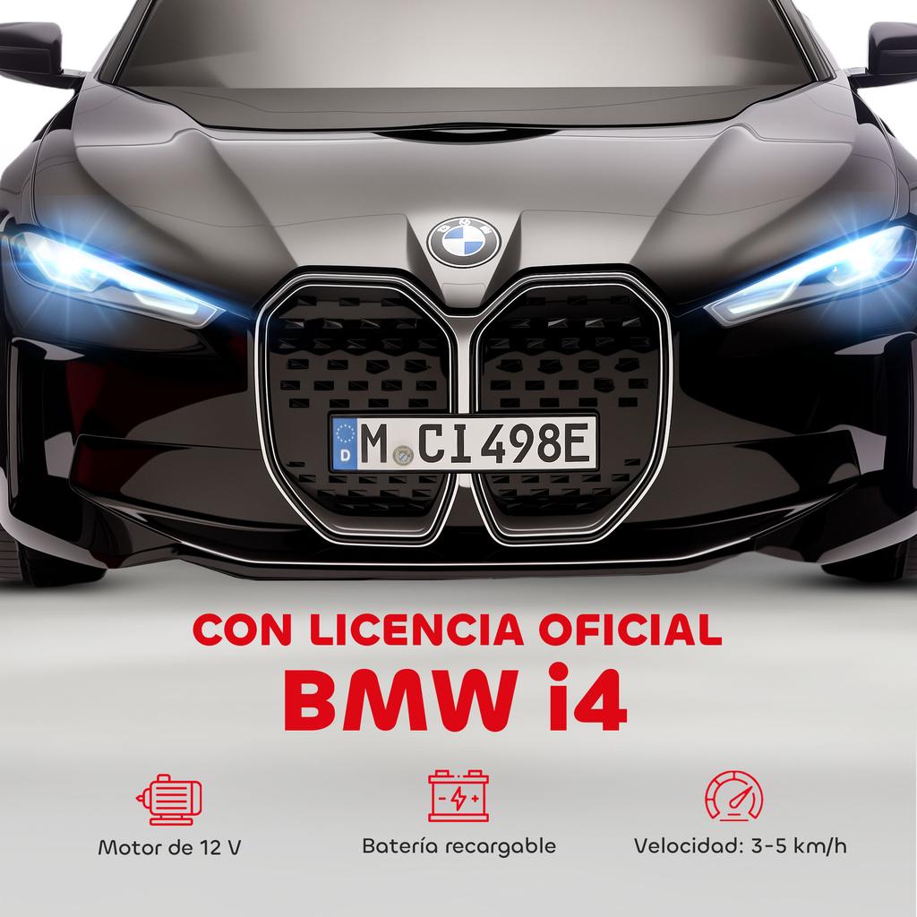 Electric Car for Children 37-72 Months, BMW I4, Remote Control, Seat Belt, 115 x 67 x 45 cm, Black