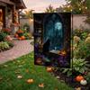 2D Flat Print Witch Ghost Yard Flag Single Sided Pumpkin Black Cat Cloth  Front Yard