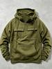 Men's Retro Workwear Hoodie Half Zip Oversize Multi-Pocket Solid Color Pullover Casual Streetwear