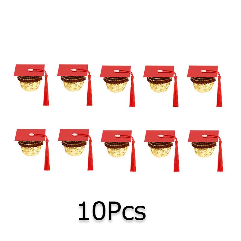 10 шт. бумажные украшения для торта и винных бутылок, мини-черные выпускные колпачки, украшения для выпускного вечера