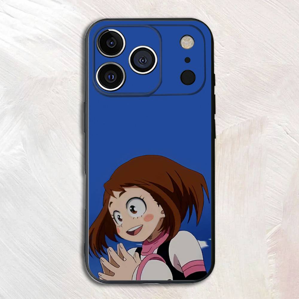 Аниме Фигурка O-Очако U-Урарака Черный Чехол для Телефона Для iPhone 17,16,15,14,13,12,13,11 Pro Max Plus mini Силиконовый Мягкий Задний Чехол