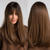 Synthetic Wigs Long Medium Straight Wig with Bangs Brown Wig for Woman Daily Usage Party Cosplay Heat Resistant Fiber