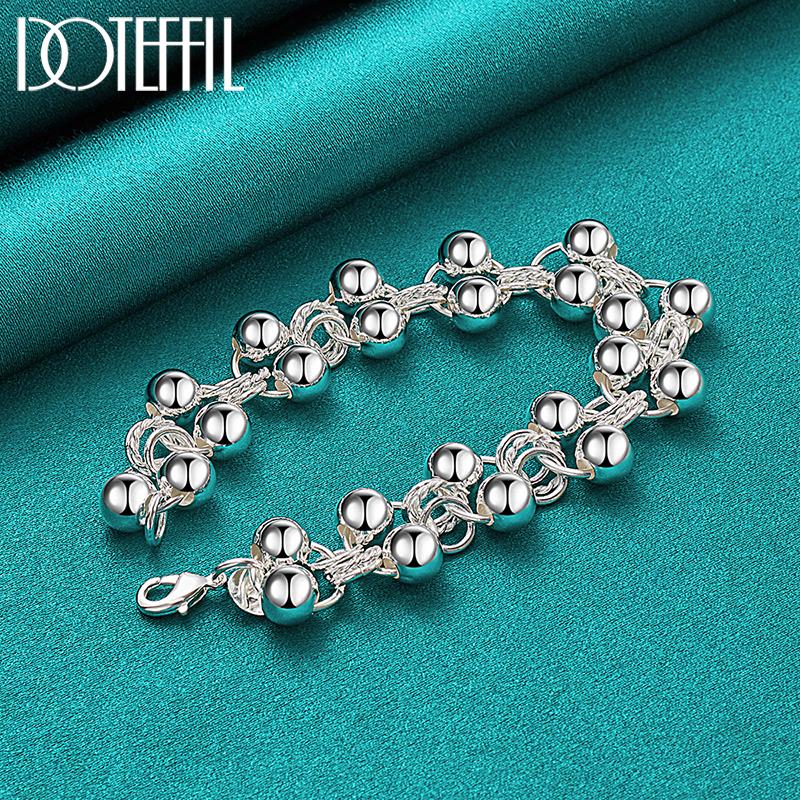 Ювелирные изделия из браслета из стерлингового серебра 925 пробы с гладкими бусинами