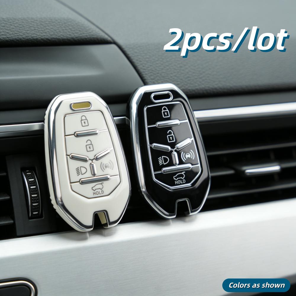 2 шт. Чехлы для корпуса автомобильного ключа для Ssangyong Rexton Y400 Y450 G4 2021 2022, подходят только для автомобильного ключа, показанного на изображении.