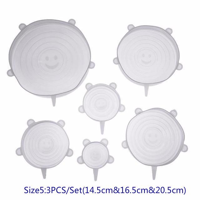 Heat Resisting Silicone Stretch Lids Reusable Food Fresh Cover Food Wraps 6Pcs Durable