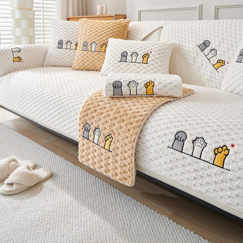 Thick Plush Sofa Cushion Cartoon Non-Slip Universal Couch Pad Winter