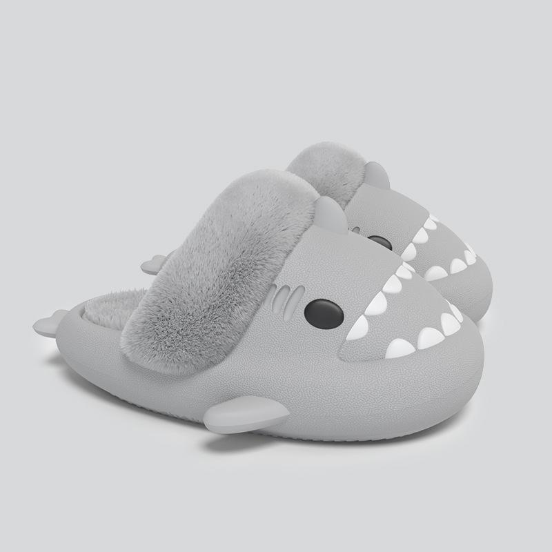 Съемные тапочки из хлопка Shark, водонепроницаемые толстые флисовые теплые домашние пушистые тапочки для пары