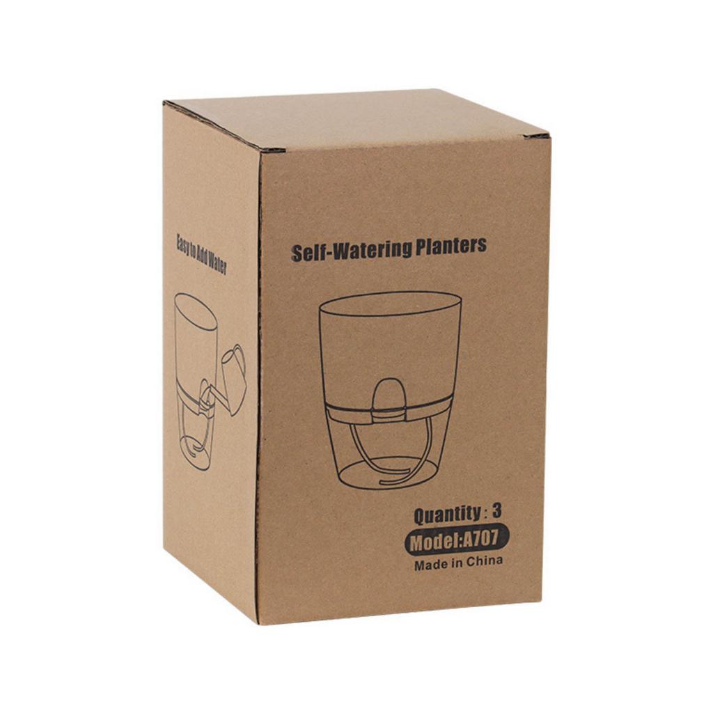 Прозрачный пластиковый ленивый цветочный горшок с двухслойной конструкцией и элегантным дизайном, оснащенный функцией автополива и хлопковым шнуром для дренажа.