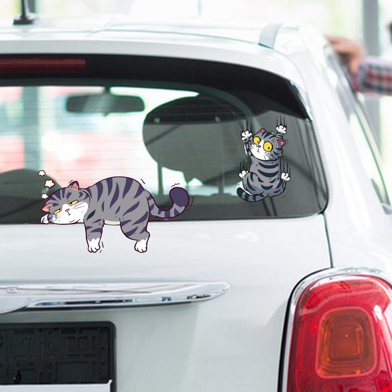 Cat Scratch Car Decal Funny Cat Sticker Cute Bumper Decal Self-Adhesive Car Decoration Lazy Cat Humor Cat Theme Sticker For Auto
