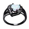 Female White Fire Opal Heart and Ring Black Gold Ring Engagement Ring