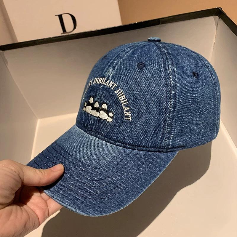 Male and female panda denim baseball cap spring and summer fashion versatile outdoor leisure sports shade cap