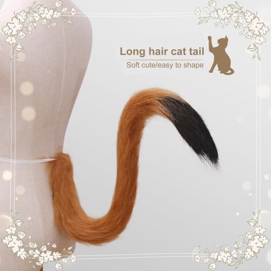 Cosplay Fake Cat Tail Soft Fuzzy Plush Contrast Color with Metal Pin Fixed Performance Club Dance Paty Costumes Prop Artificial Tail