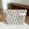 Travel Zipper Makeup Bag Corduroy with Bow Pattern Cosmetic Bag Large Capacity Storage Bag Outdoor