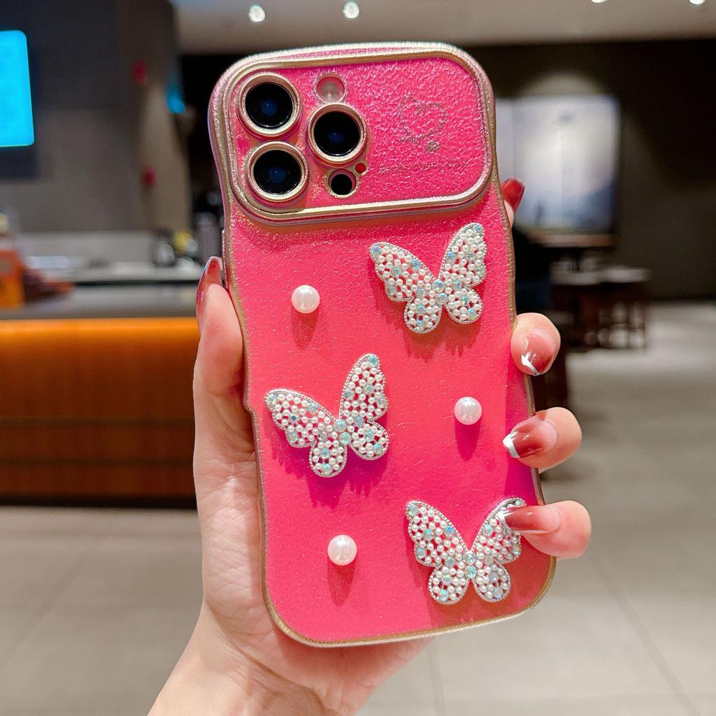 17 Air Pearl Butterfly for IPhone 16 Mobile Phone Case Love Wave for IPhone 15 Promax Silk Plating