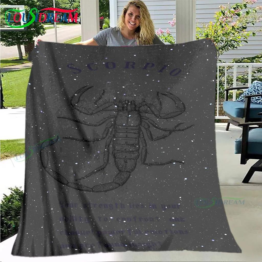 Теплое одеяло с узором скорпиона, тонкое фланелевое одеяло, портативное для дома, путешествий, офиса, одеяло для обеденного перерыва, подарок на день рождения