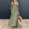 Women's Summer Casual Pockets Shirt Neck Long Dresses